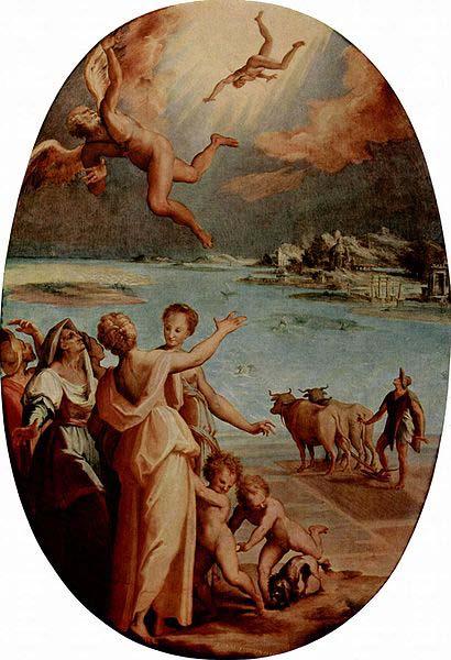 Maso da San Friano Der Sturz des Ikarus, Oval Germany oil painting art